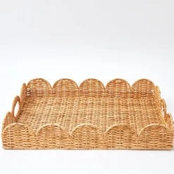 Scalloped Rattan Tray