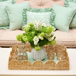 Scalloped Rattan Tray
