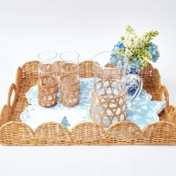 Scalloped Rattan Tray