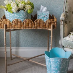Scalloped Rattan Tray With Stand