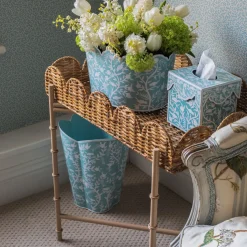 Scalloped Rattan Tray With Stand
