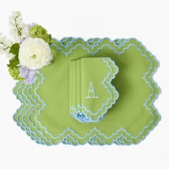 Scarlett Green & Blue Placemats & Napkins (Set of 4)