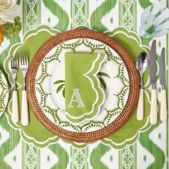 Serena Apple Green Scalloped Placemats & Napkins (Set of 4)