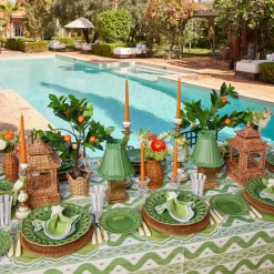 Serena Apple Green Scalloped Placemats & Napkins (Set of 4)
