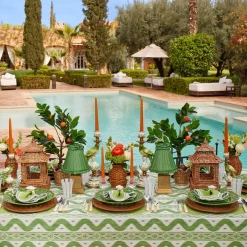 Serena Apple Green Scalloped Placemats & Napkins (Set of 4)