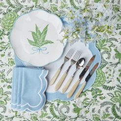 Serena Appliqué Blue Placemats & Napkins (Set of 4)