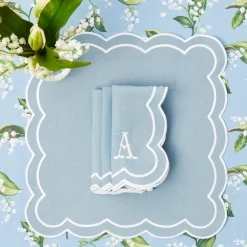 Serena Appliqué Blue Placemats & Napkins (Set of 4)