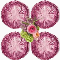 Serena Aubergine Cabbage Dinner & Starter Plates (Set of 8)