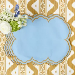 Serena Blue & Caramel Placemats & Napkins (Set of 4)