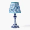 Serena Chinoiserie Rechargeable Lamp with Blue Ikat Shade (18cm)