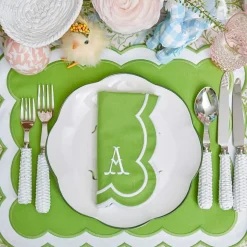 Serena Green Appliqué Placemats & Napkins (Set of 4)