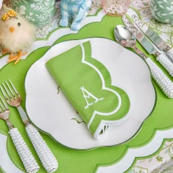 Serena Green Appliqué Placemats & Napkins (Set of 4)