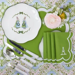 Serena Green Appliqué Placemats (Set of 4)