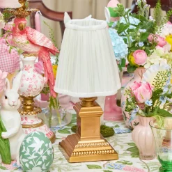 Short Corinthian Square Rechargeable Lamp with Cream Shade (18cm)