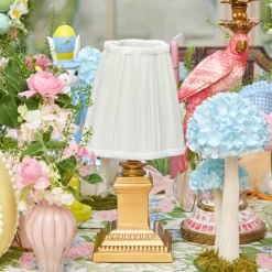 Short Corinthian Square Rechargeable Lamp with Cream Shade (18cm)