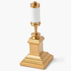 Short Corinthian Square Rechargeable Lamp with Cream Shade (18cm)