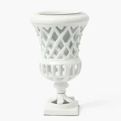 Small Adelaide White Lattice Urn Vase