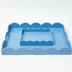 Small Blue Lacquer Scalloped Tray