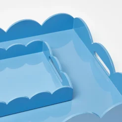 Small Blue Lacquer Scalloped Tray
