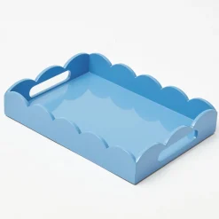 Small Blue Lacquer Scalloped Tray