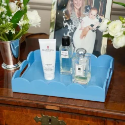 Small Blue Lacquer Scalloped Tray