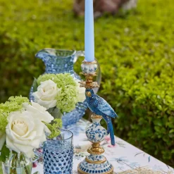 Small Blue Parrot Candle Holder (Pair)