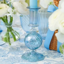 Small Camille Azure Candle Holders (Pair)