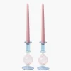 Small Camille Pink & Blue Candle Holder (Pair)