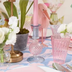 Small Camille Pink & Blue Candle Holder (Pair)
