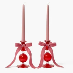 Small Camille Red Candle Holder (Pair)