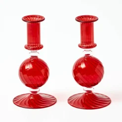 Small Camille Red Candle Holder (Pair)