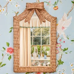 Small Celine Bow Rattan Mirror