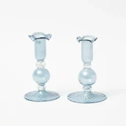 Small Eden Blue Candle Holder (Pair)