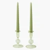 Small Eden Green Candle Holders (Pair)