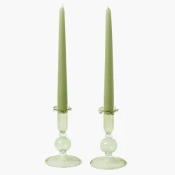 Small Eden Green Candle Holders (Pair)