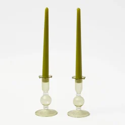 Small Eden Green Candle Holders (Pair)