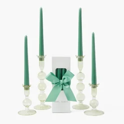 Small Eden Green Candle Holders (Pair)
