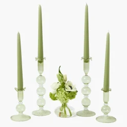 Small Eden Green Candle Holders (Pair)