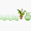 Small Emerald Hobnail Jug & Glasses (Set of 6)
