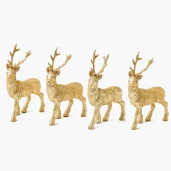 Small Gold Glitter Reindeer (Set of 4)