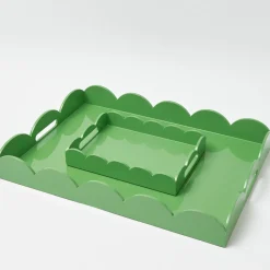 Small Green Lacquer Scalloped Tray
