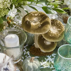 Small Green Velvet Mushrooms (Set of 3)