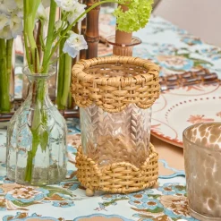Small Helena Rattan Hurricane Lantern (Pair)