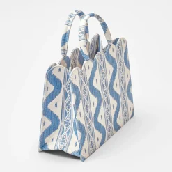 Small Mrs. Alice Tote Bag (Blue Ikat)