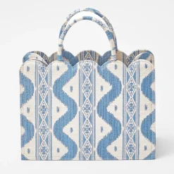 Small Mrs. Alice Tote Bag (Blue Ikat)
