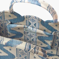Small Mrs. Alice Tote Bag (Blue Ikat)