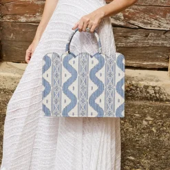 Small Mrs. Alice Tote Bag (Blue Ikat)