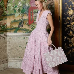 Small Mrs. Alice Tote Bag (Pink Ikat)