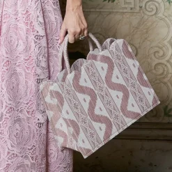 Small Mrs. Alice Tote Bag (Pink Ikat)