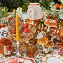 Small Orange Velvet Mushrooms (Set of 3)
